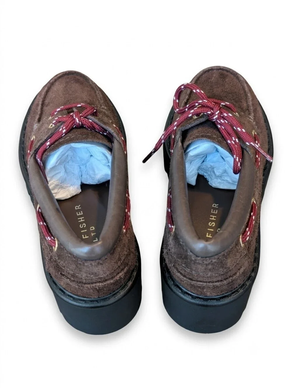 Marc Fisher Brown Suede Platform Lug-Sole Boat Shoes(Size 8)